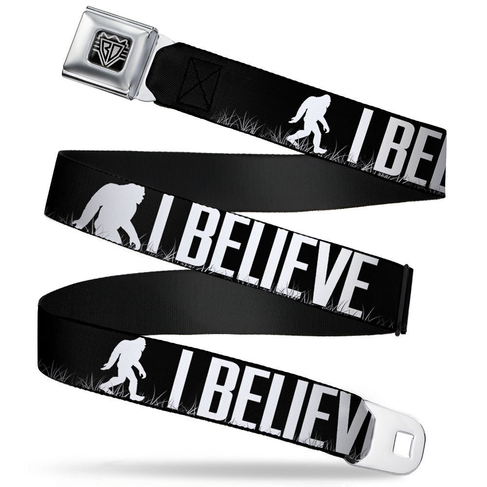 2958 Seatbelt Belt - Bigfoot Silhouette I BELIEVE Black/Gray/White - 1.5"